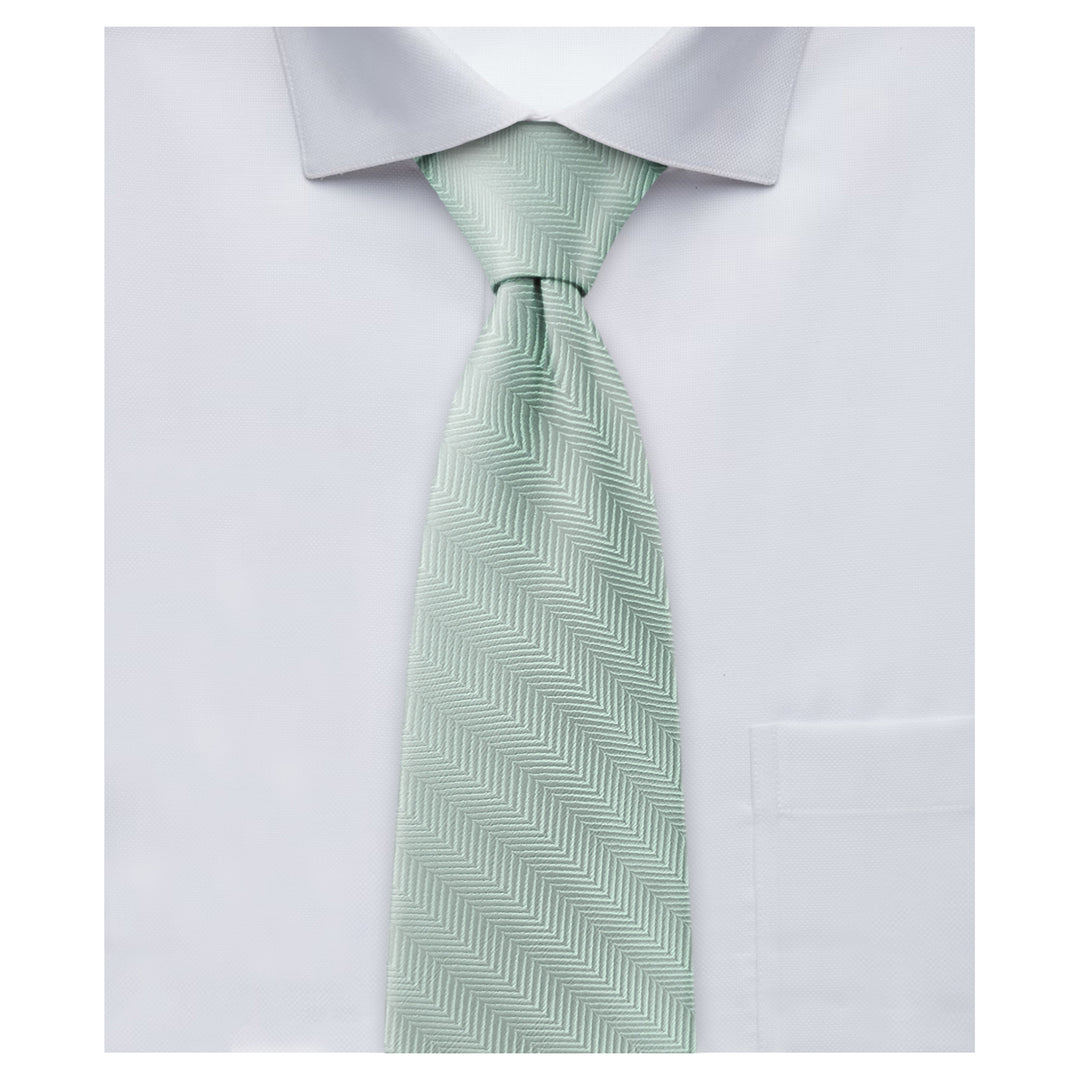 Silk Blend Chevron Tie - Sage Mist
