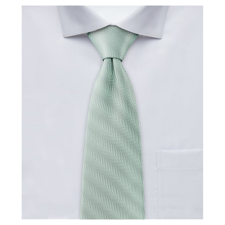 Silk Blend Chevron Tie - Sage Mist