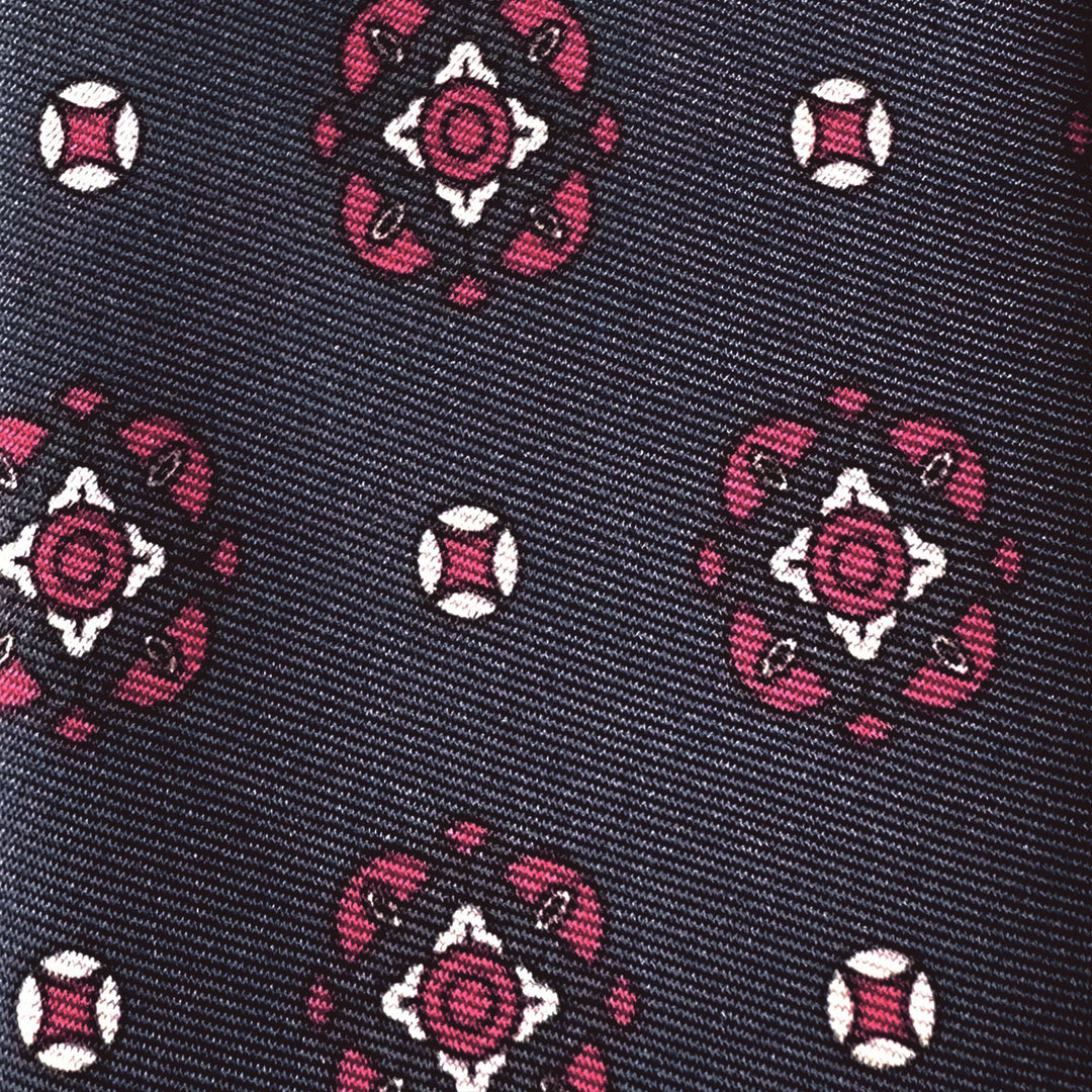 Diamond Bloom Banded Bow Tie - Navy