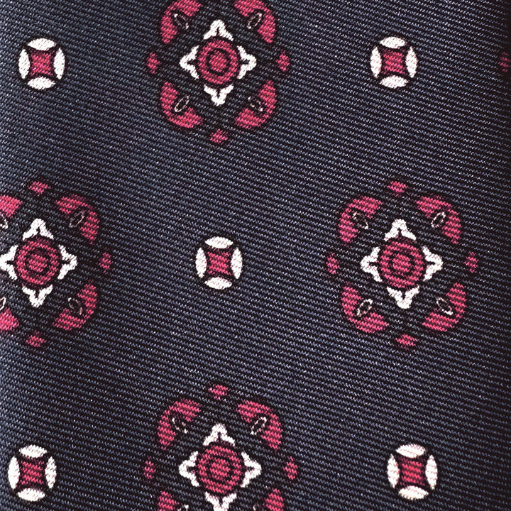 Diamond Bloom Banded Bow Tie - Navy