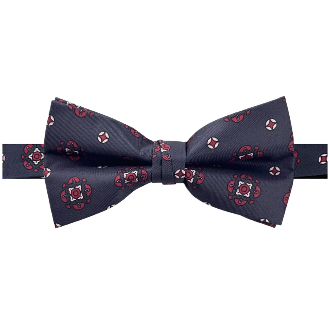 Diamond Bloom Banded Bow Tie - Navy