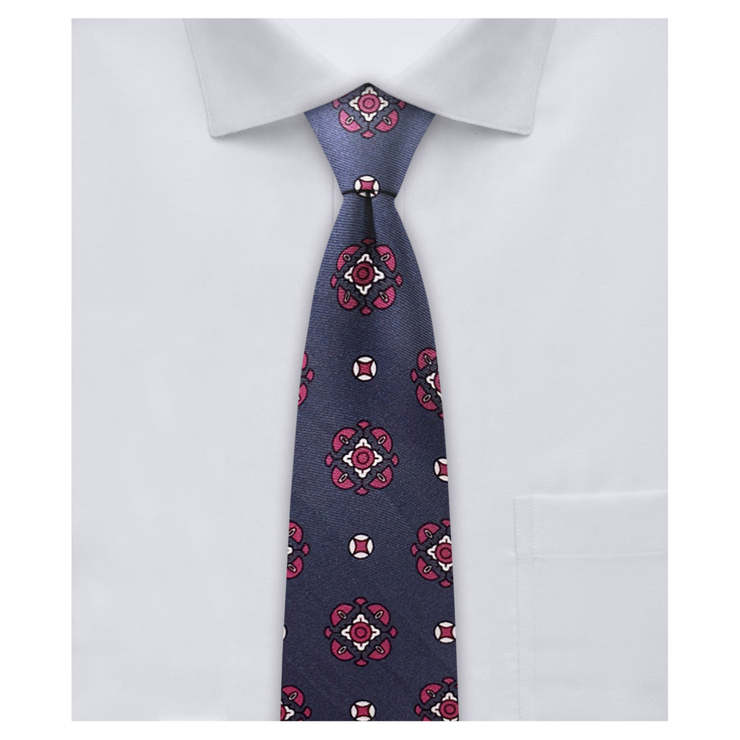 Diamond Bloom Slim Tie - Navy