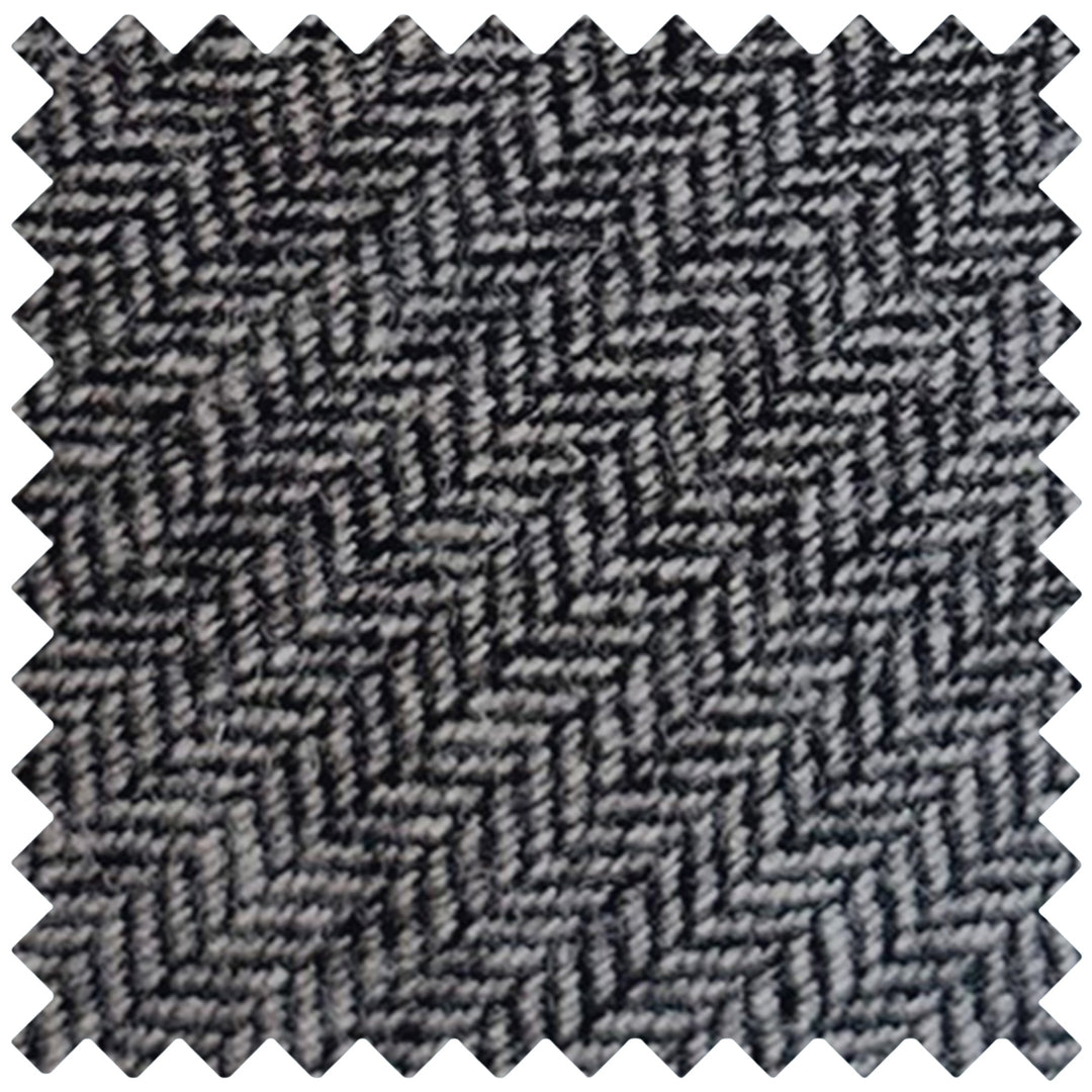 Wool Blend Herringbone Tie - Black/Gray