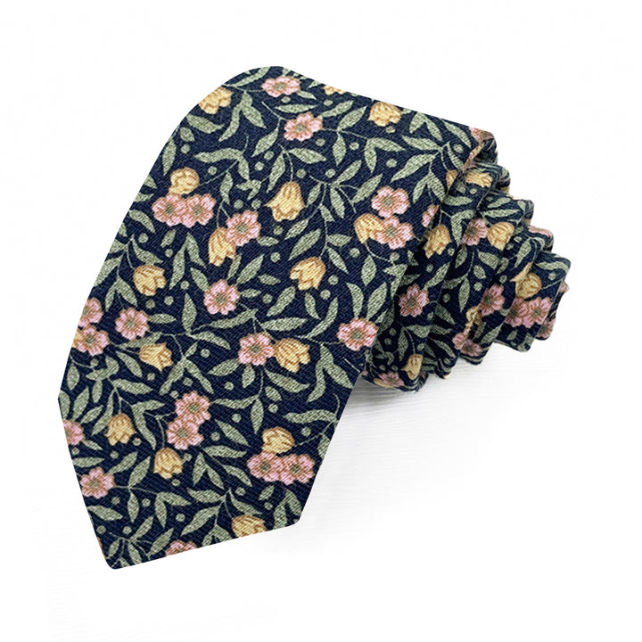 Meadow Floral Tie - Green/Navy