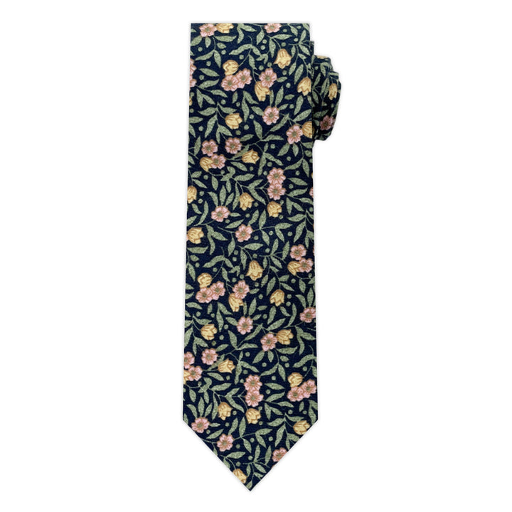 Meadow Floral Tie - Green/Navy