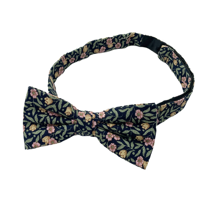 Meadow Floral Banded Bow Tie - Green/Navy