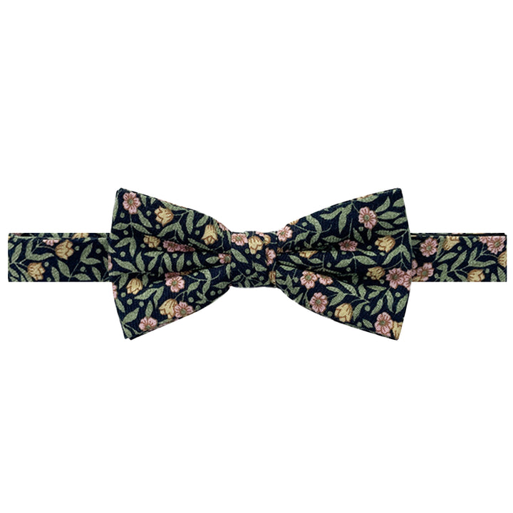 Meadow Floral Banded Bow Tie - Green/Navy