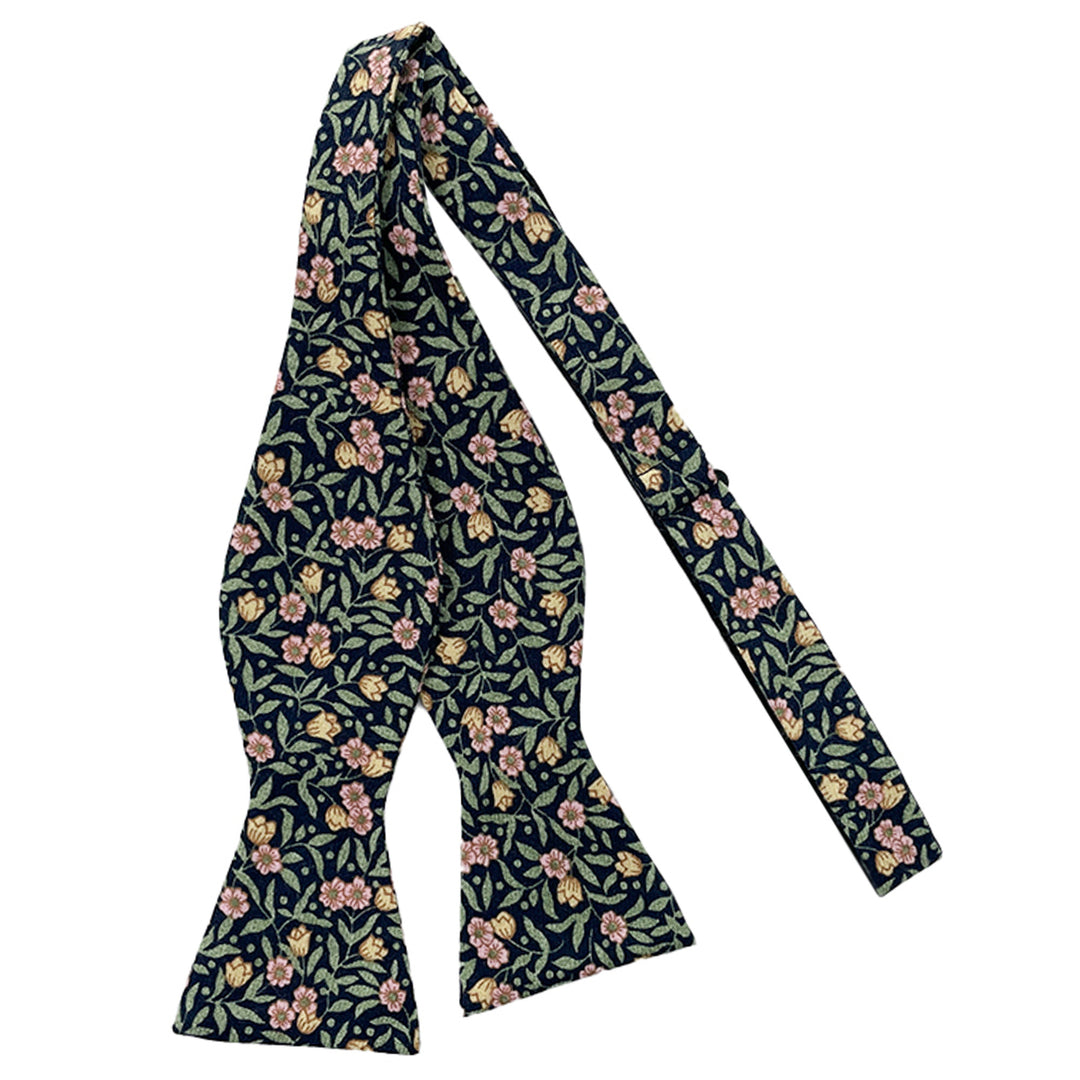 Wedding Meadow Floral Self-Tie Bow Tie - Green/Navy