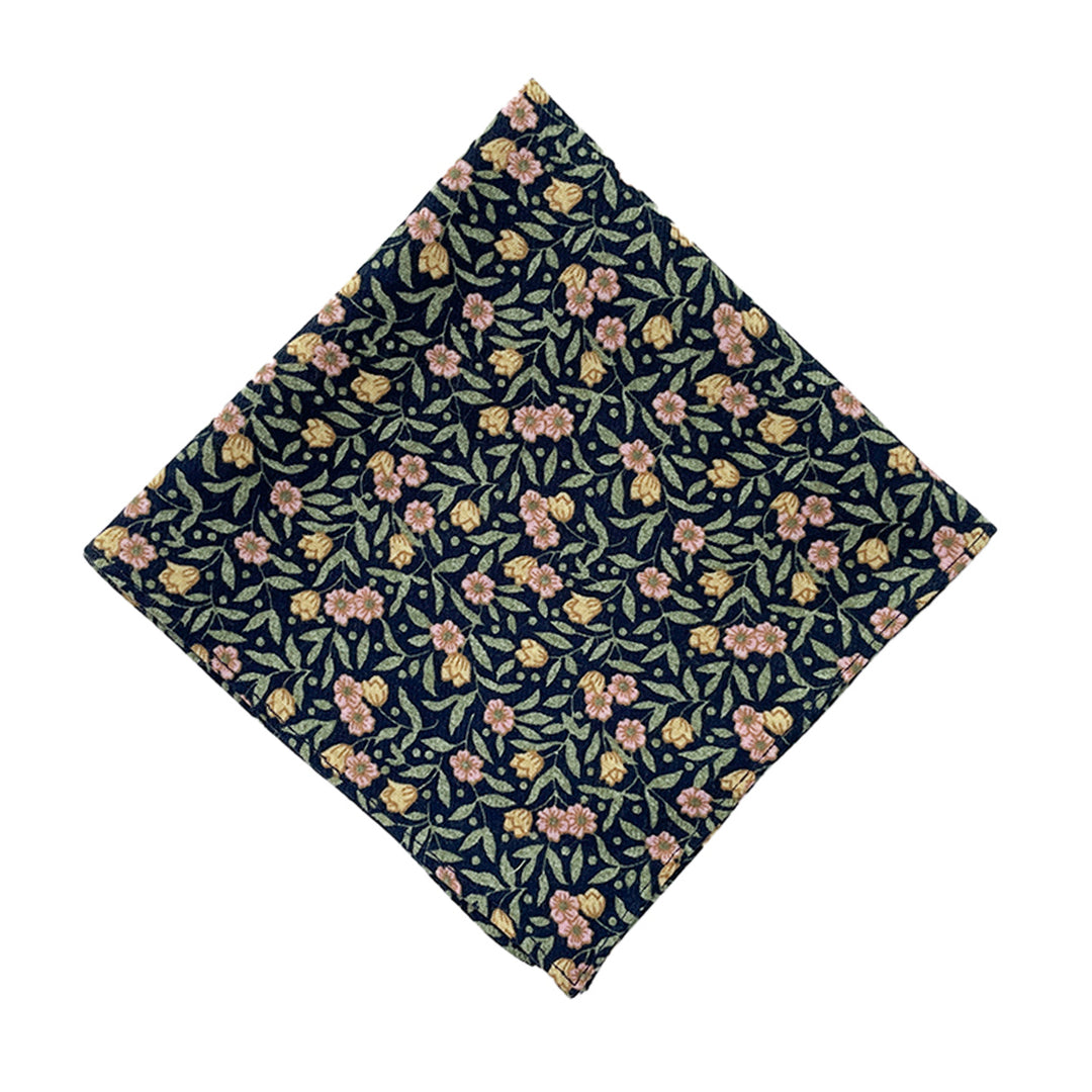 Meadow Floral Pocket Square - Green/Navy