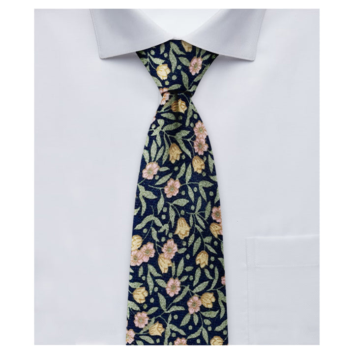 Meadow Floral Tie - Green/Navy