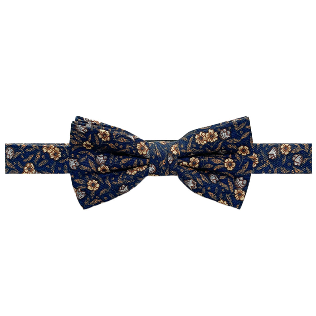 Wedding Meadow Floral Banded Bow Tie - Rust/Navy