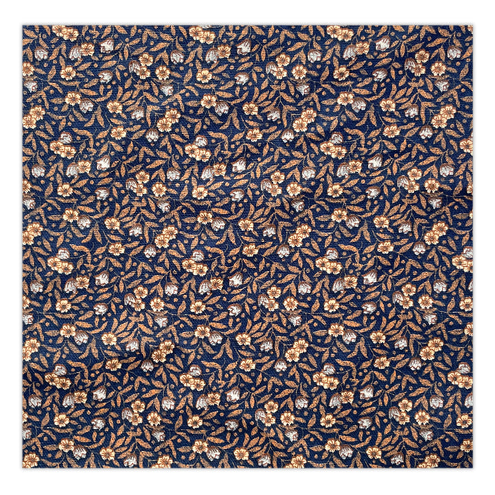Meadow Floral Pocket Square - Rust/Navy