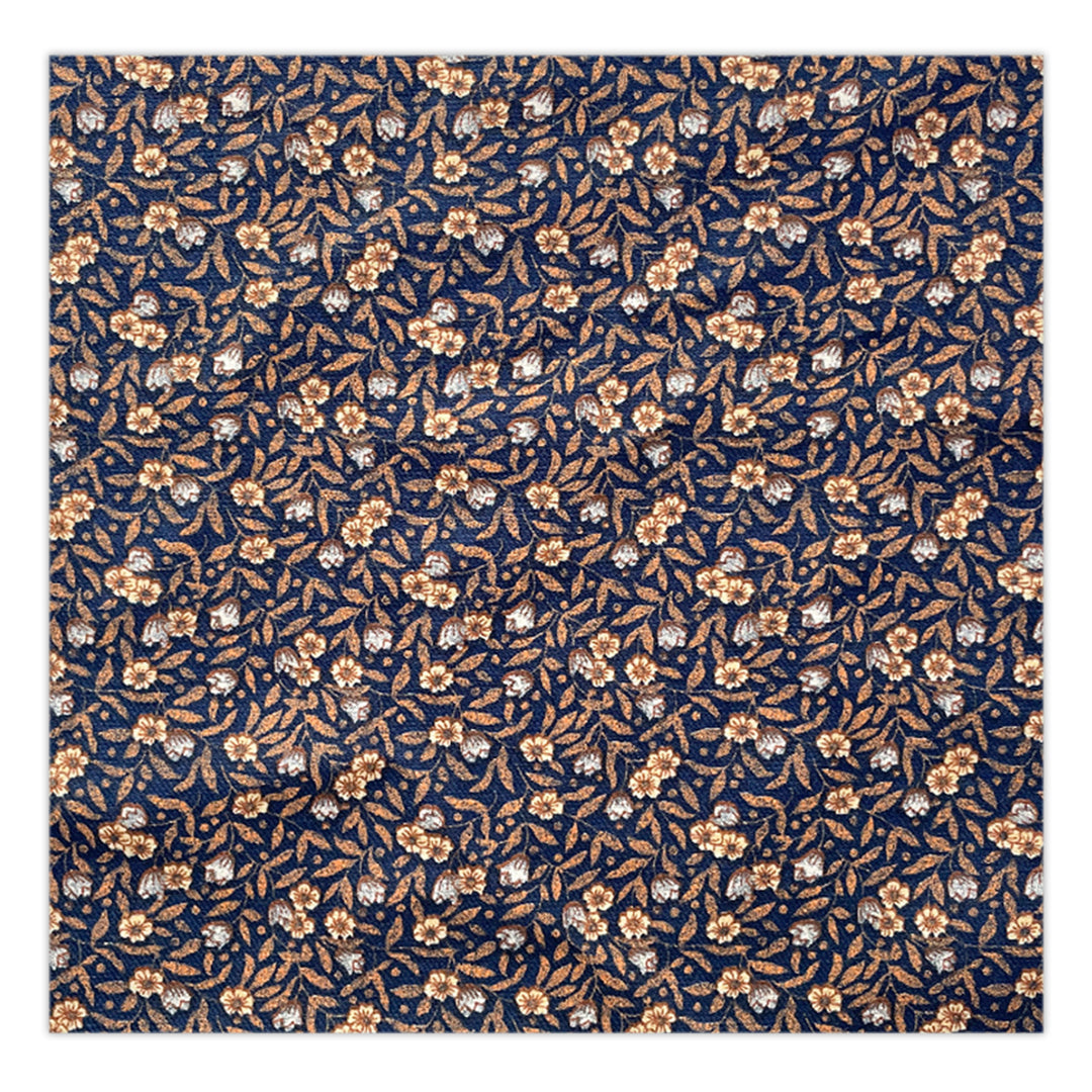 Wedding Meadow Floral Pocket Square - Rust/Navy