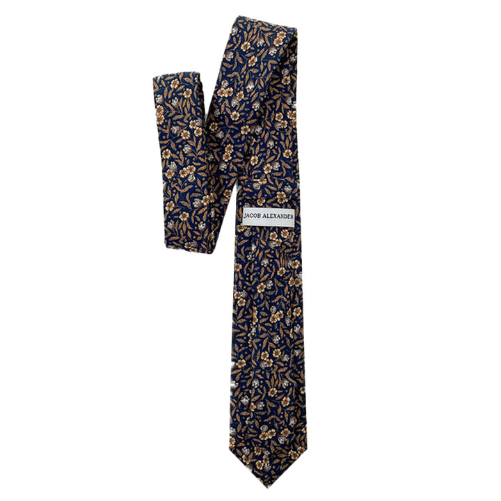 Meadow Floral Slim Tie - Rust/Navy