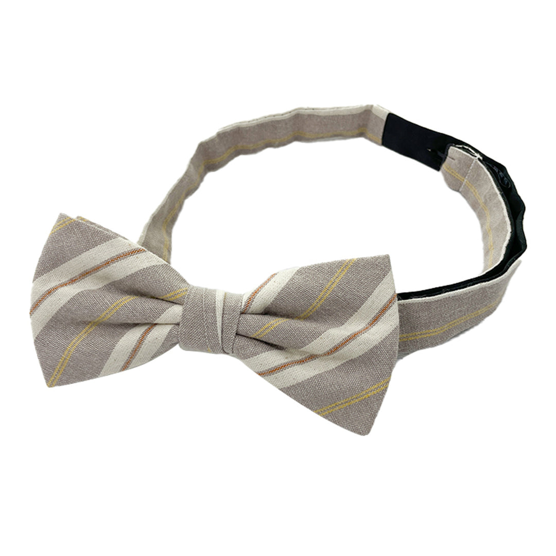 Yacht Stripe Banded Bow Tie - Beige/Yellow