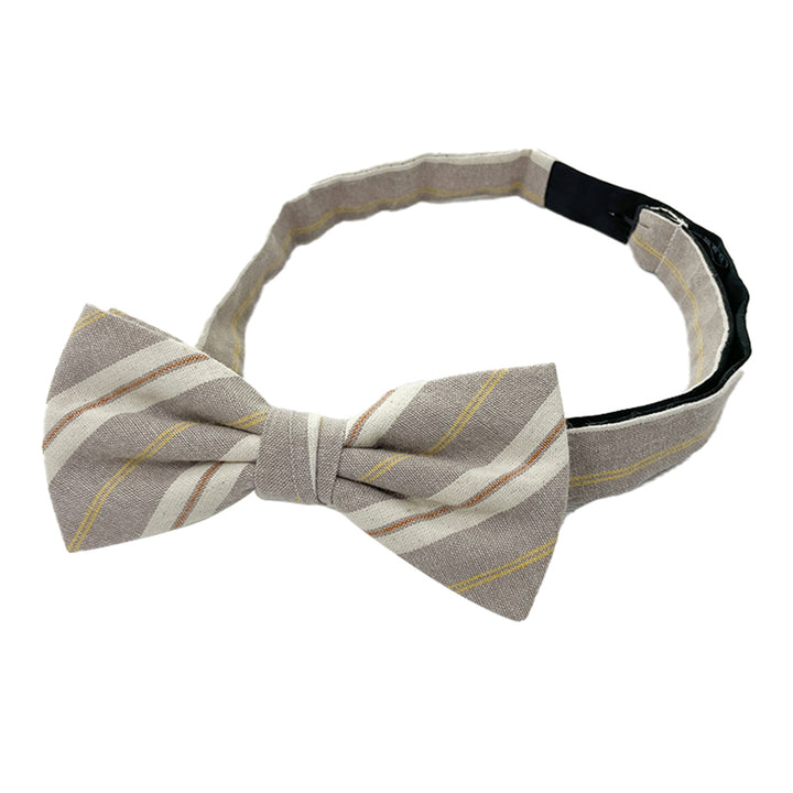 Yacht Stripe Banded Bow Tie - Beige/Yellow