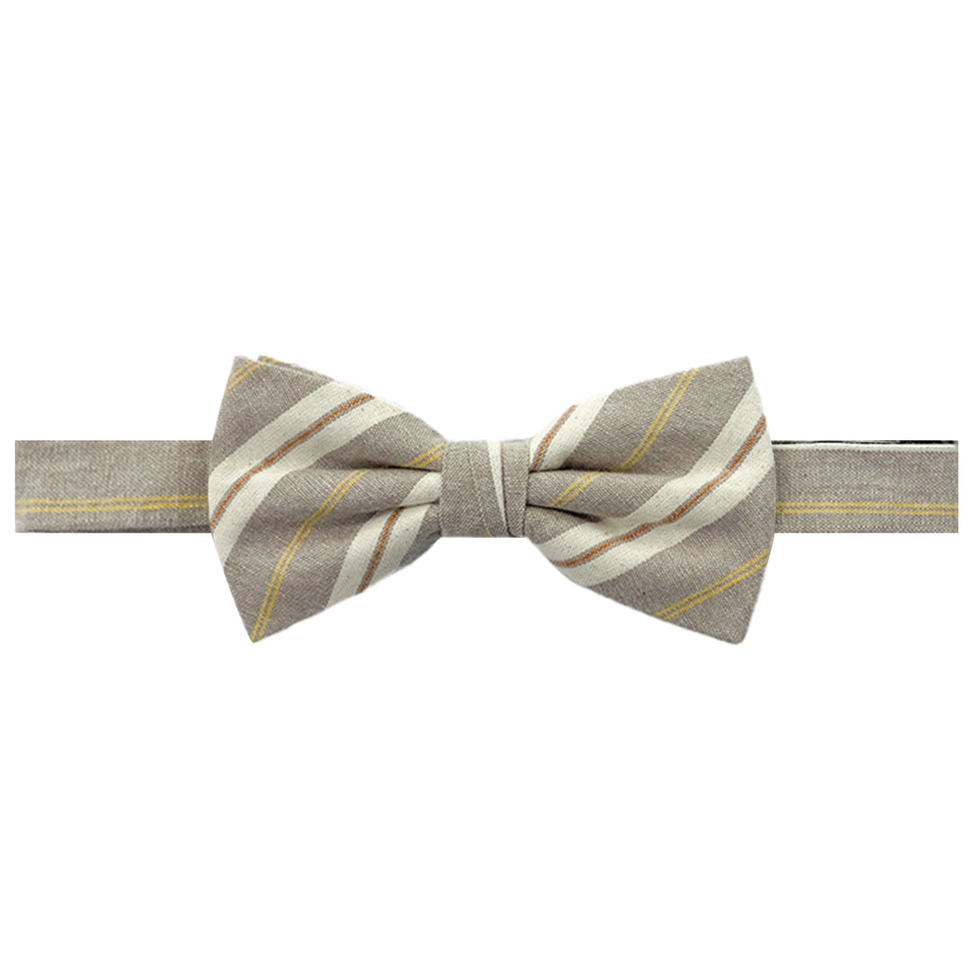 Yacht Stripe Banded Bow Tie - Beige/Yellow