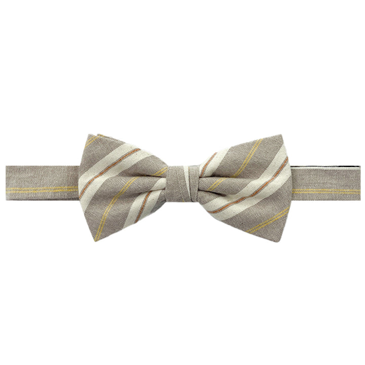 Yacht Stripe Banded Bow Tie - Beige/Yellow