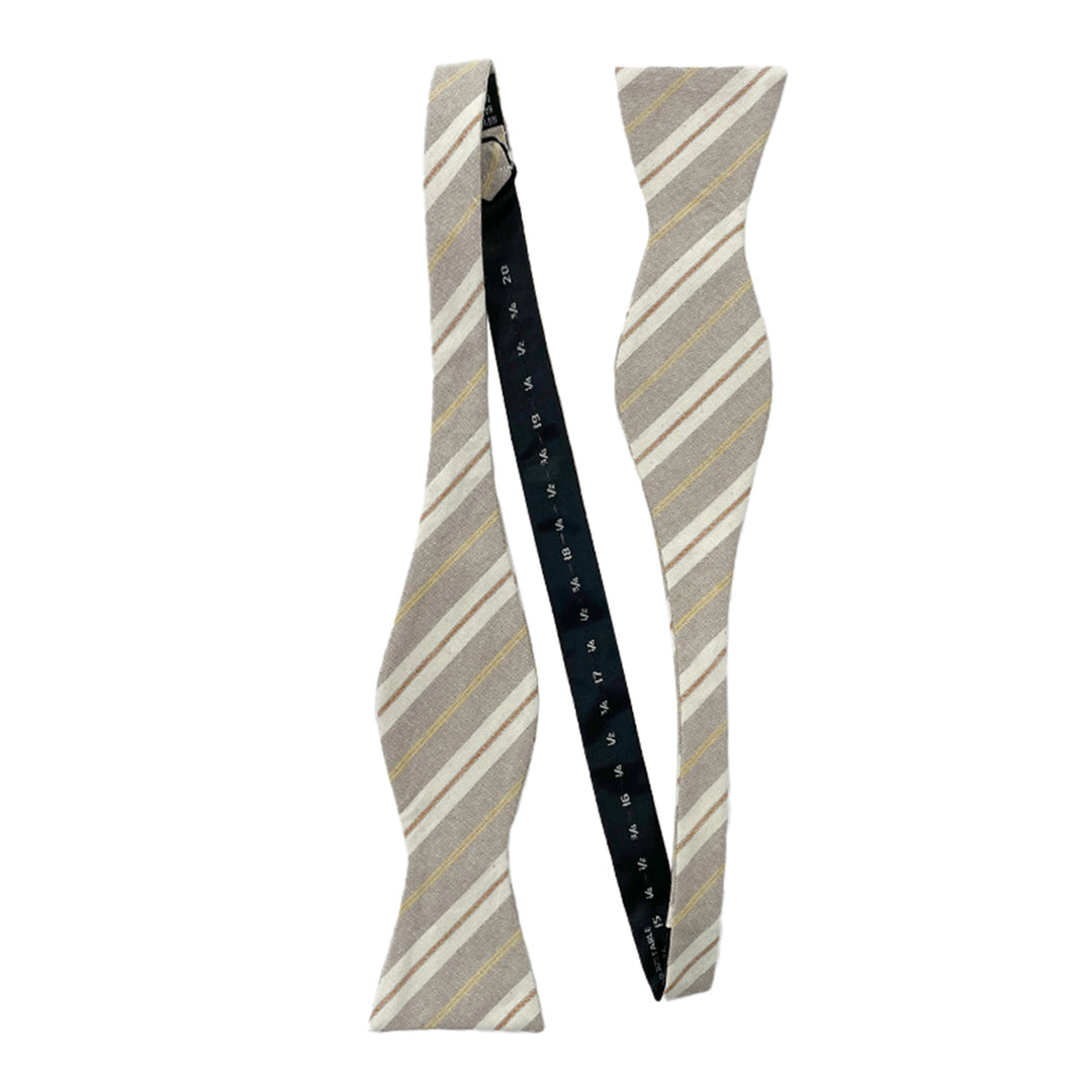 Yacht Stripe Self-Tie Bow Tie - Beige/Yellow