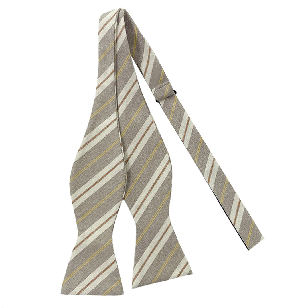 Yacht Stripe Self-Tie Bow Tie - Beige/Yellow