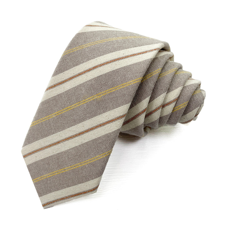 Yacht Stripe Slim Tie - Beige/Yellow
