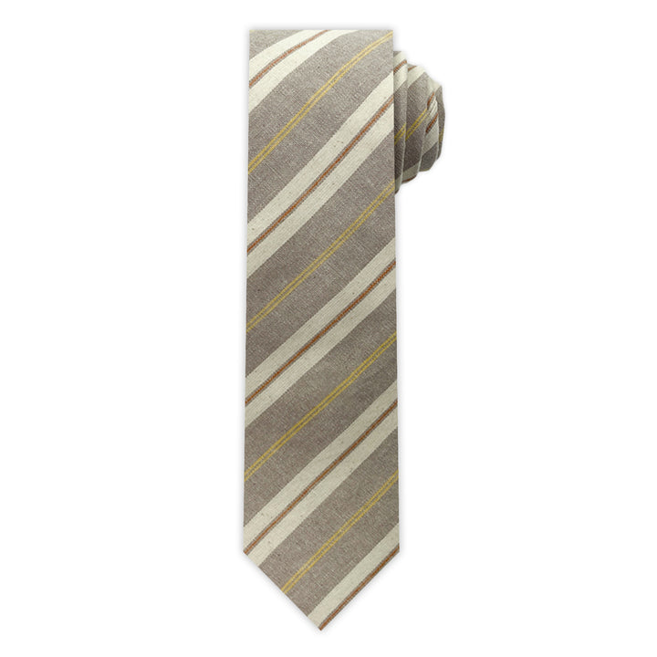 Yacht Stripe Slim Tie - Beige/Yellow