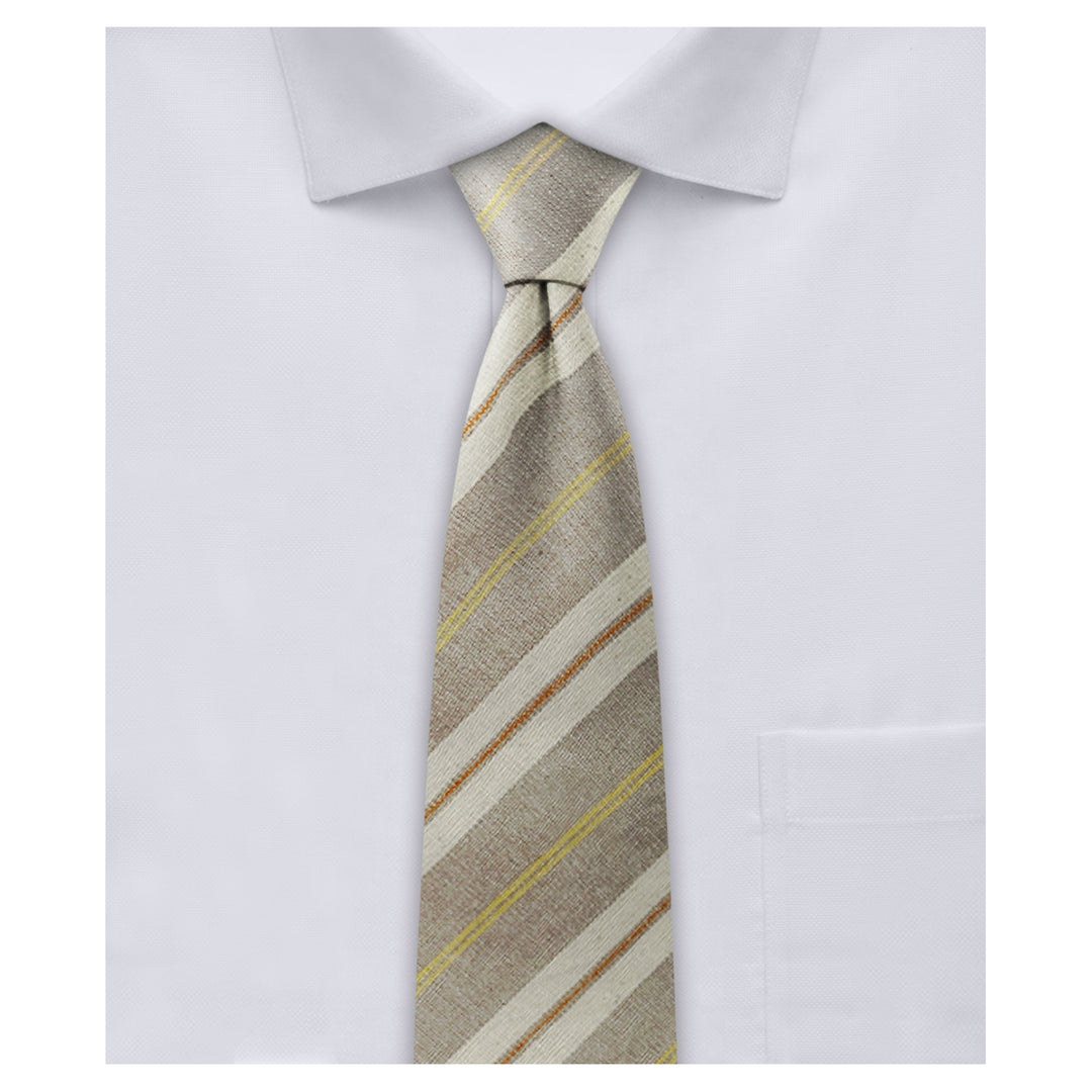 Yacht Stripe Slim Tie - Beige/Yellow