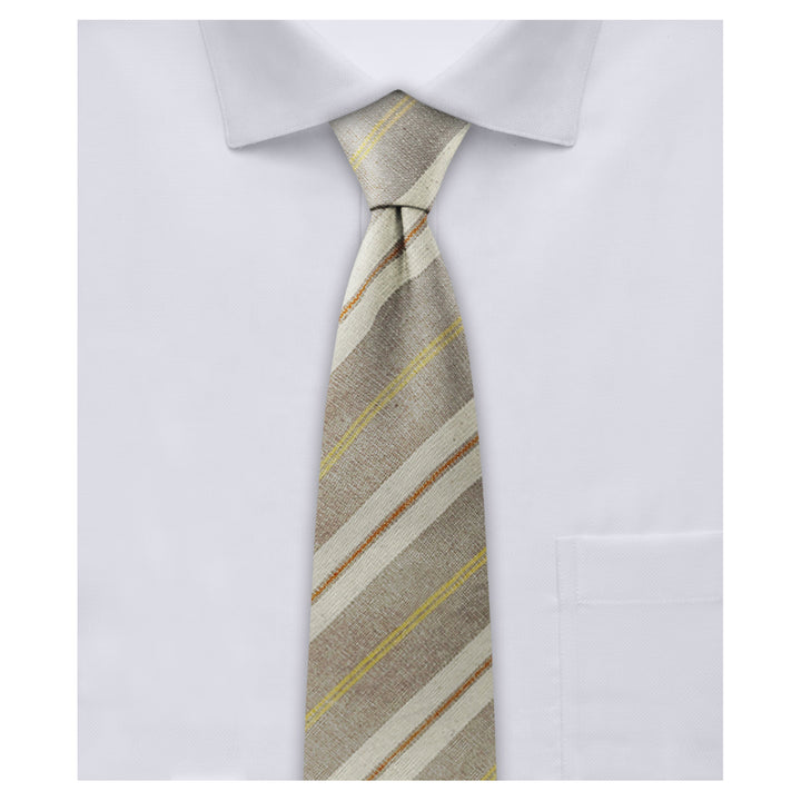Yacht Stripe Slim Tie - Beige/Yellow