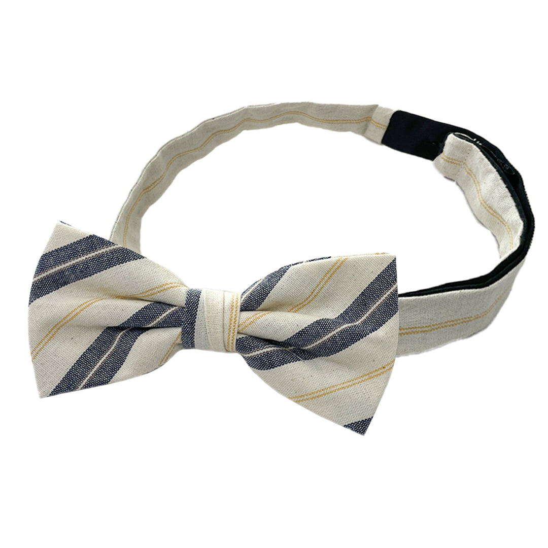 Yacht Stripe Banded Bow Tie - Navy/Yellow