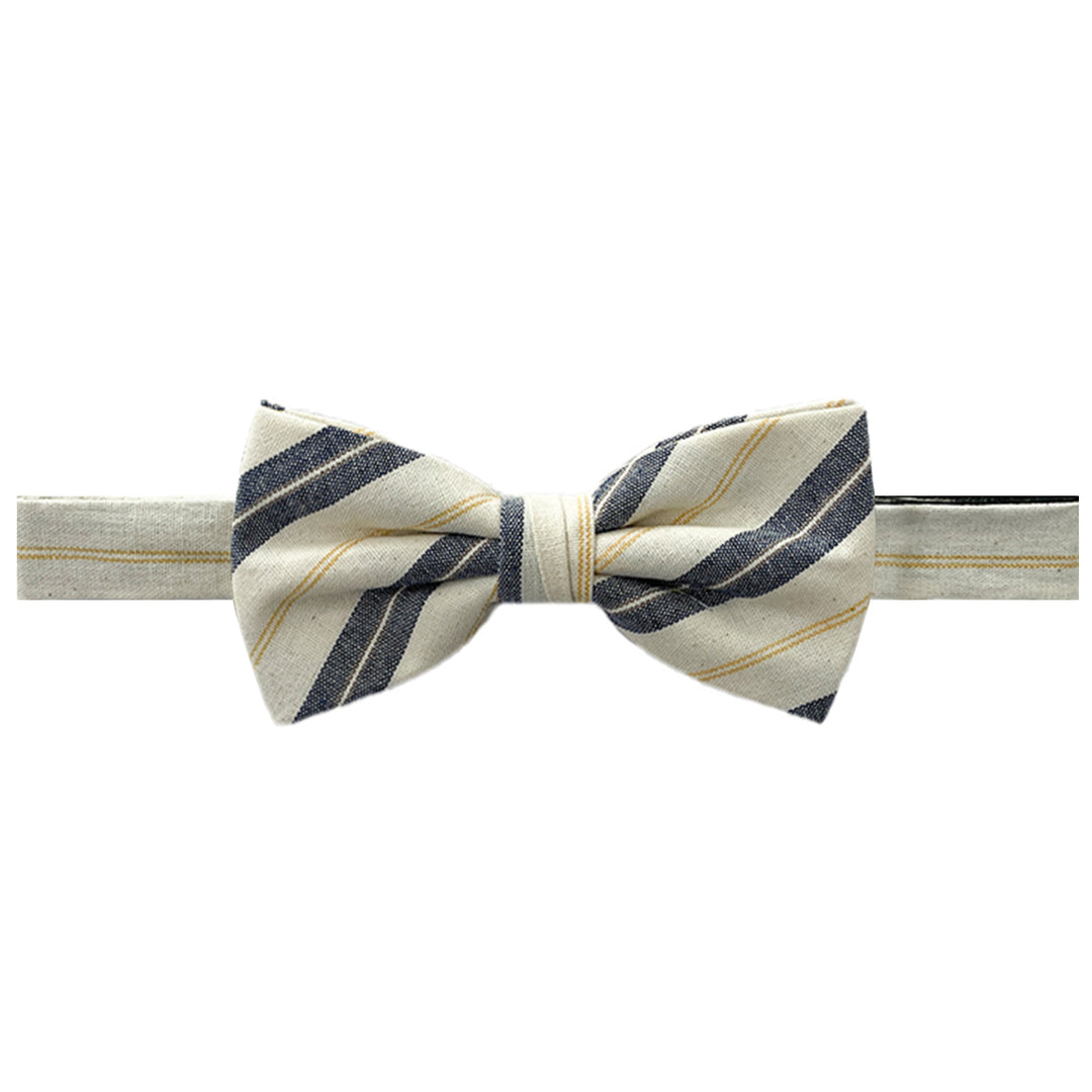 Yacht Stripe Banded Bow Tie - Navy/Yellow