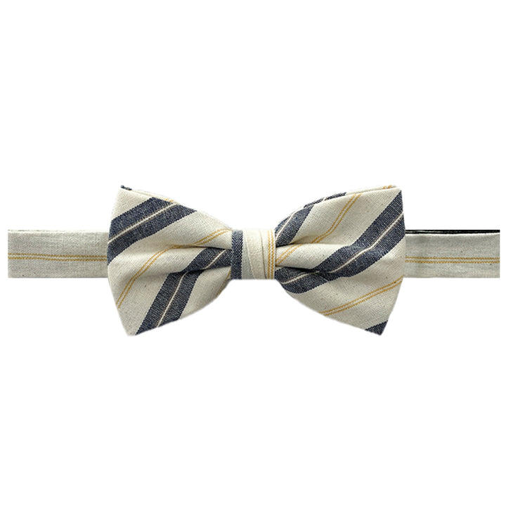 Yacht Stripe Banded Bow Tie - Navy/Yellow