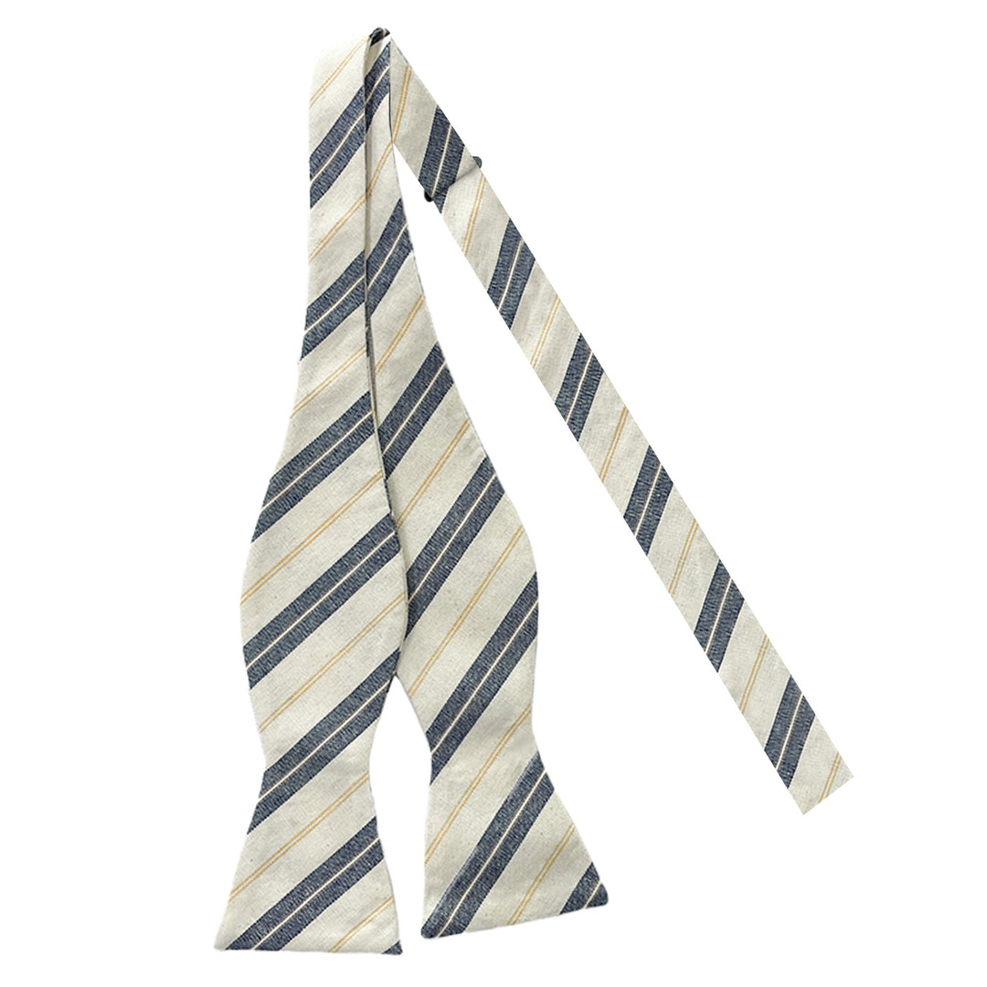 Yacht Stripe Self-Tie Bow Tie - Navy/Yellow