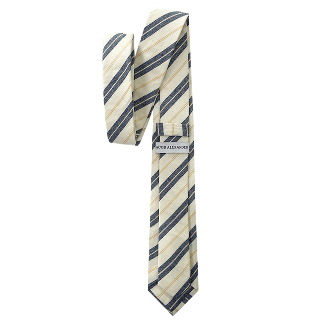 Yacht Stripe Slim Tie - Navy/Yellow