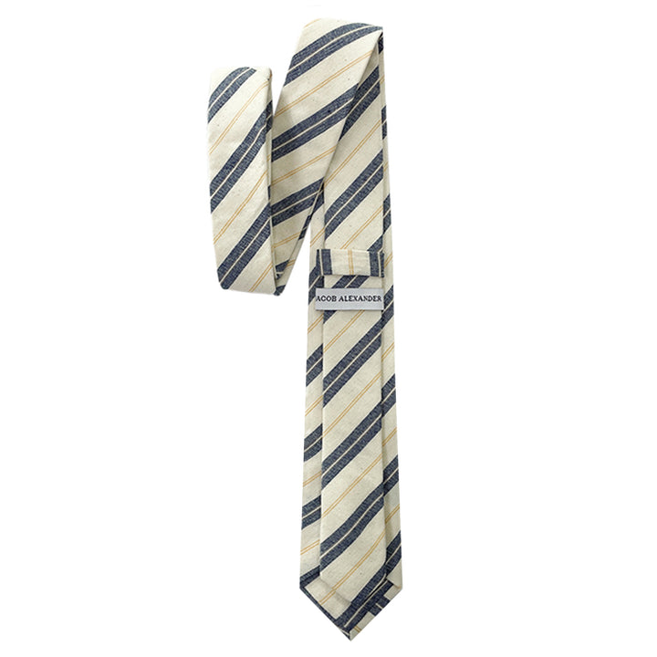 Yacht Stripe Slim Tie - Navy/Yellow