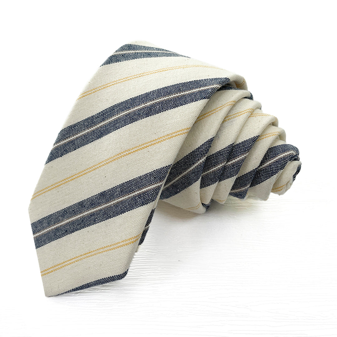 Yacht Stripe Slim Tie - Navy/Yellow