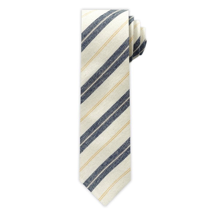 Yacht Stripe Slim Tie - Navy/Yellow