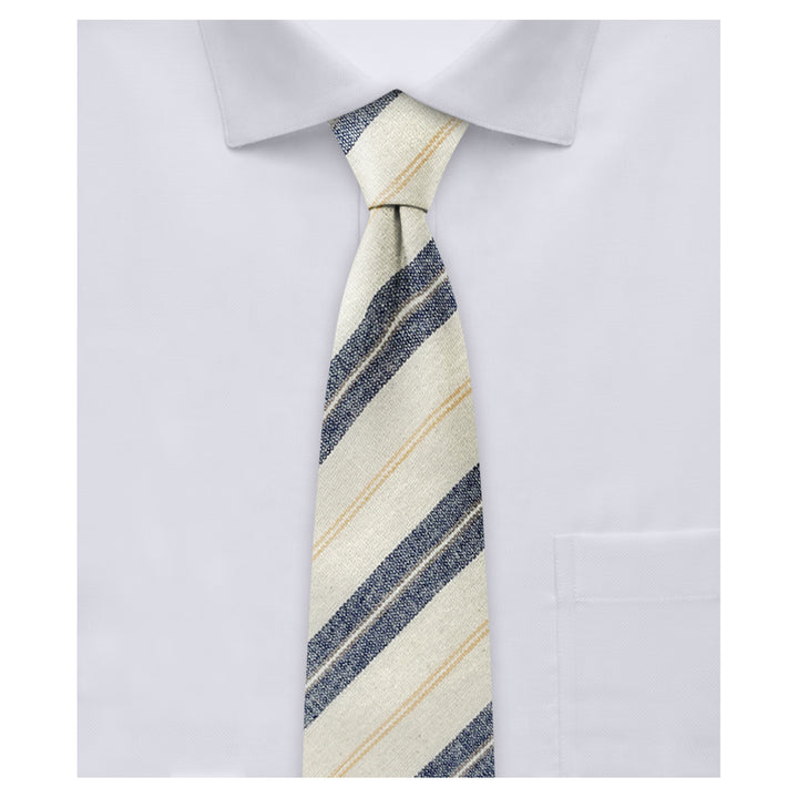 Yacht Stripe Slim Tie - Navy/Yellow