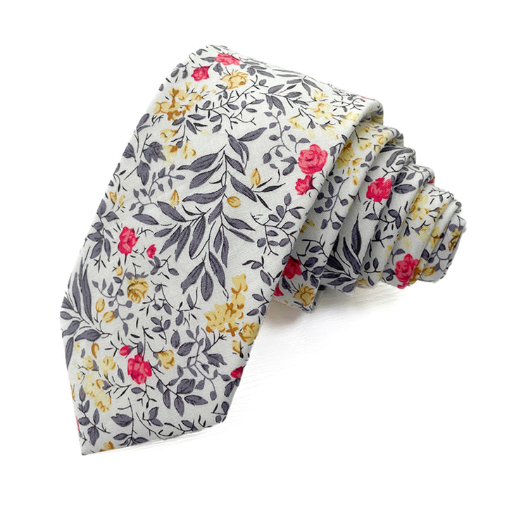Tropic Bouquet Slim Tie - Gray Multi