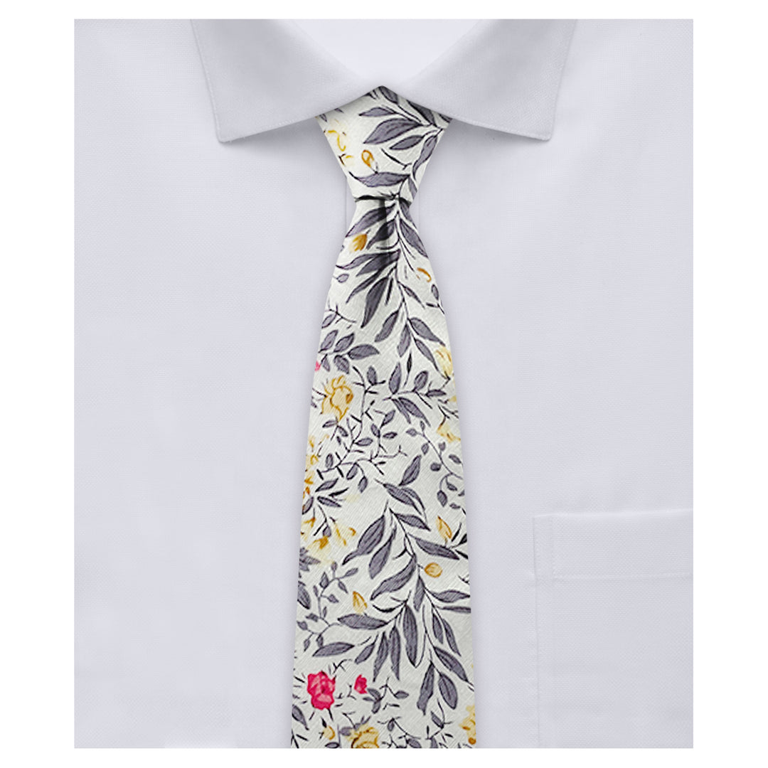 Tropic Bouquet Slim Tie - Gray Multi