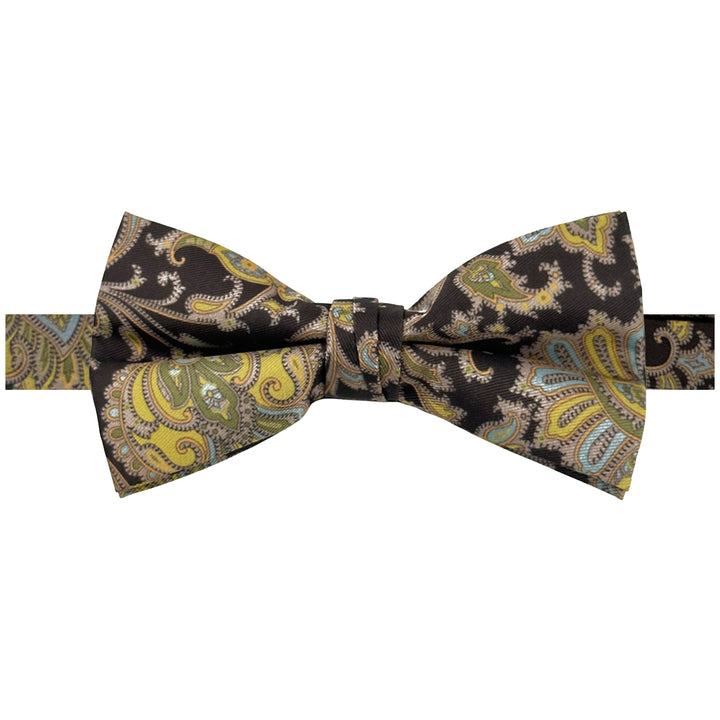 English Paisley Banded Bow Tie - Brown