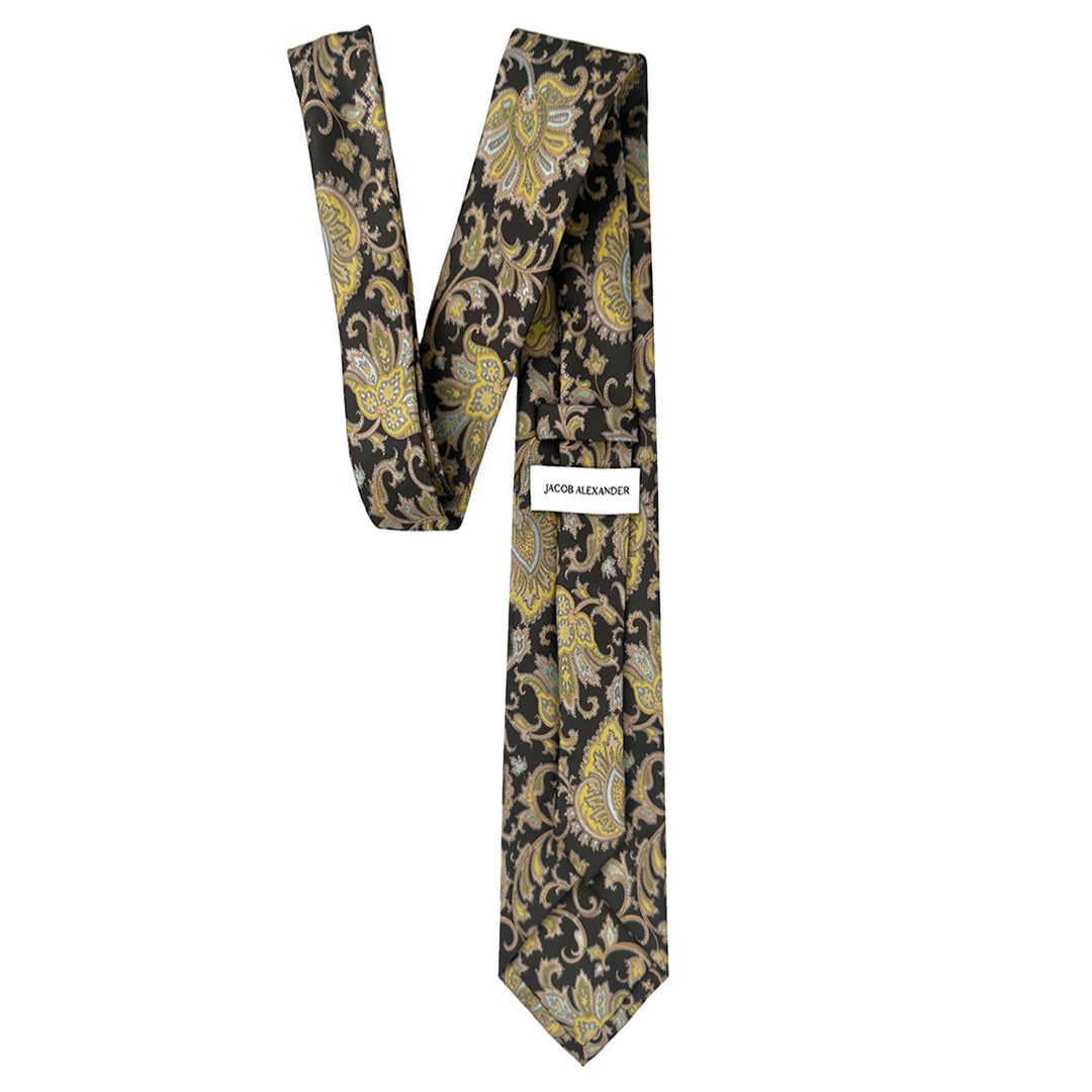 English Paisley Slim Tie - Brown