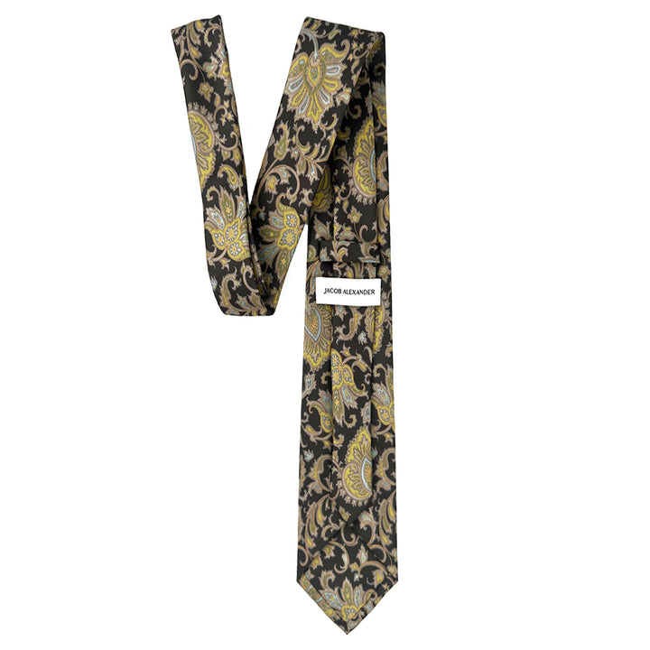 English Paisley Slim Tie - Brown