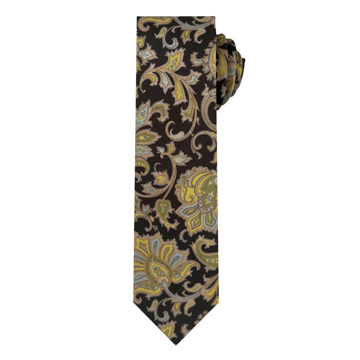 English Paisley Slim Tie - Brown
