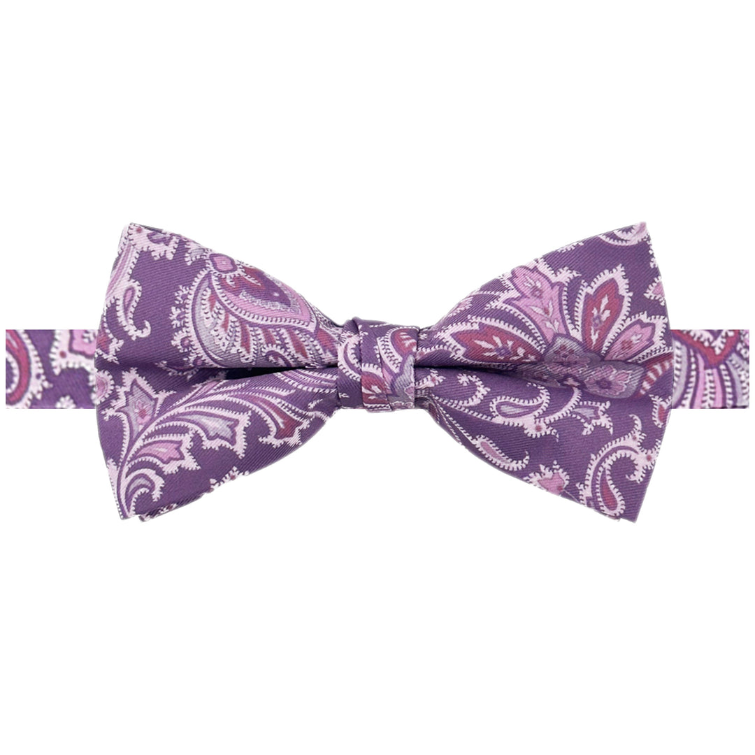 English Paisley Banded Bow Tie - Purple