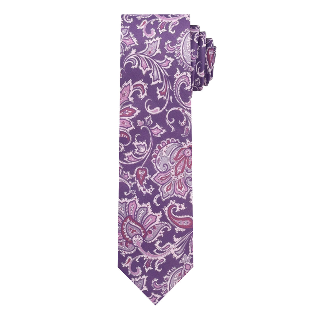 English Paisley Slim Tie - Purple