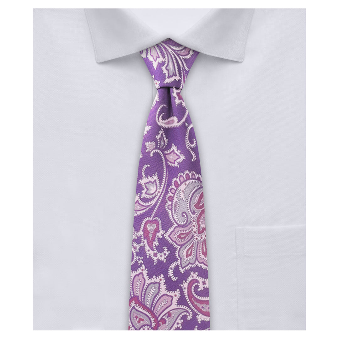 English Paisley Slim Tie - Purple