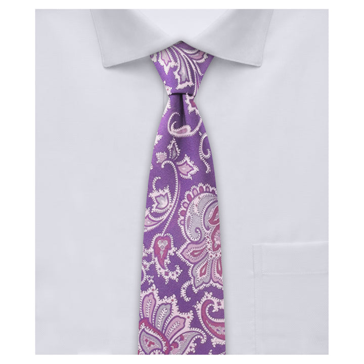 English Paisley Slim Tie - Purple