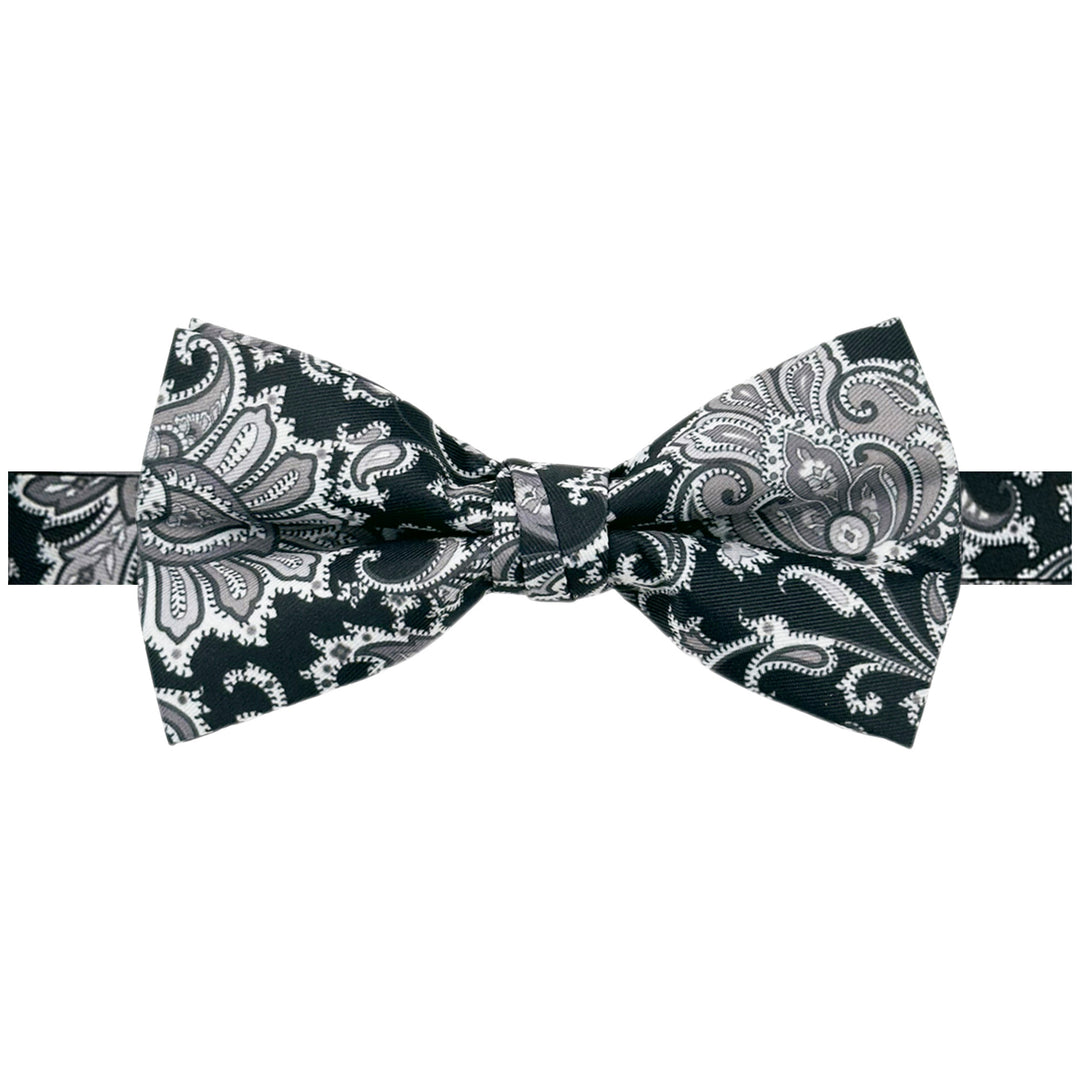 English Paisley Banded Bow Tie - Gray