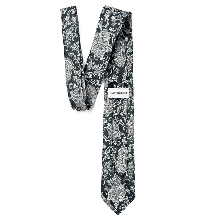 English Paisley Slim Tie - Gray