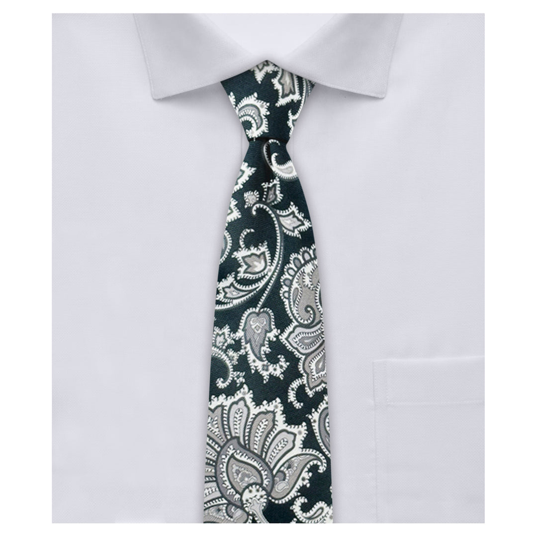 English Paisley Slim Tie - Gray